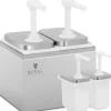 Dubbel dispenser för såser med rostfri pump, 2 x 2 l