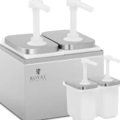 Dubbel dispenser för såser med rostfri pump, 2 x 2 l