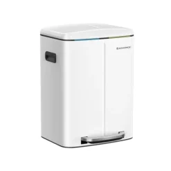 Dubbel soptunna, 2 x 20 l kökssoptunna, trappstegsbehållare i metall med dubbla fack, innerhinkar i plast, lock med mjuk stängning och handtag, luktt | CDON