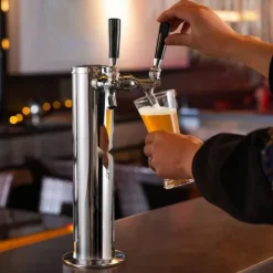 Dubbelkranar Fatölstornautomat, rostfritt stål, Kegerator Tower Kit med förmonterad slang och självstängande kran för fest och bar