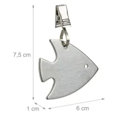 Duktyngder, Fiskdesign, 7.5x6x1 cm, Silver