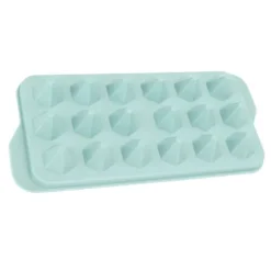 Easy Deforming Ice Cube-bricka - Livsmedelsklassad PP-iskubform med lock - Söt iskubbricka för kylskåp - Diamond 18 Grids Blue