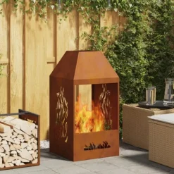 Eldstad Brun 50 x 50 x 100 cm Väderstål