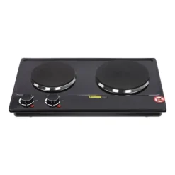 Elektrisk bordsplatta - Dubbel kokplatta - 2500 W - 2 plattor - 6-läges vred - 100–250 °C - EU-kontakt 220 V - Svart