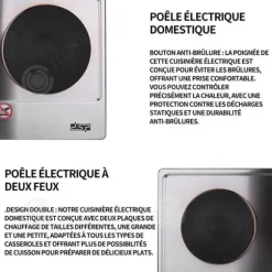 Elektrisk gaskök - INN - Dubbel brännare - 1000+1500 W - 315x500 mm - Grå silver