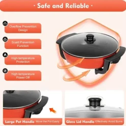 Elektrisk hotpot & fonduegryta - Dubbelsidig separerbar - 1360 W - 6 L - Ø 31 cm - 5-stegs temperaturkontroll - 220 V - Med lock - Svart