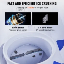 Elektrisk isknuser 176 lbs/tim snökonmaskin, riven is, 180W