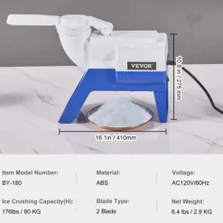 Elektrisk isknuser 176 lbs/tim snökonmaskin, riven is, 180W