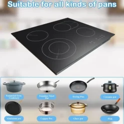 Elektrisk keramikhäll, touchkontroll, säkerhetslås, 4 inbyggda brännare