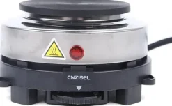 Elektrisk kokplatta - Enkel platta - 500 W - Gjutjärnsplatta - Rostfritt hölje - 6 Temperaturer - Portabel - För camping & kök