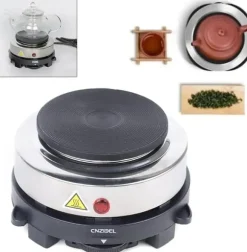 Elektrisk kokplatta - Enkel platta - 500 W - Gjutjärnsplatta - Rostfritt hölje - 6 Temperaturer - Portabel - För camping & kök