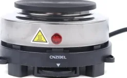 Elektrisk kokplatta - Enkel platta - 500 W - Gjutjärnsplatta - Rostfritt hölje - 6 Temperaturer - Portabel - För camping & kök