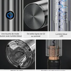 Elektrisk korkskruv - Professionell - Taktisk flasköppnare - Uppladdningsbar - 4 delar - Trådlös