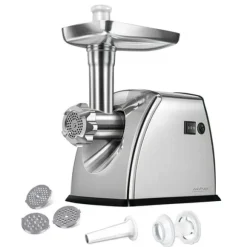 Elektrisk köttkvarn i rostfritt stål, med korvstopparutrustning MPM MMM-07M 1800W Silver 01054