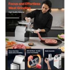 Elektrisk köttkvarn, 43x24,8x44 cm, rostfritt stål, kraftig