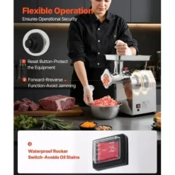 Elektrisk köttkvarn, 43x24,8x44 cm, rostfritt stål, kraftig