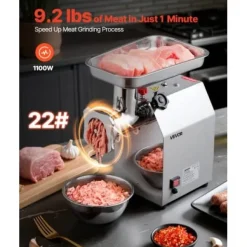 Elektrisk köttkvarn, 43x24,8x44 cm, rostfritt stål, kraftig