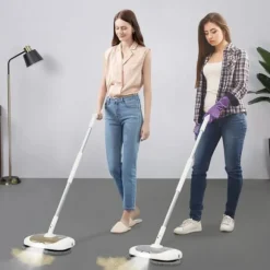 Elektrisk mopp, 180° rotation, 40 W dubbla motorer, 0,11 gal vattentank, LED-ljus, för trä- och klinkergolv, mörkgrå