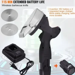 Elektrisk shawarmakniv, sladdlös köttskärare för turkisk döner kebab med 2 blad.