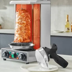 Elektrisk shawarmakniv, sladdlös köttskärare för turkisk döner kebab med 2 blad.