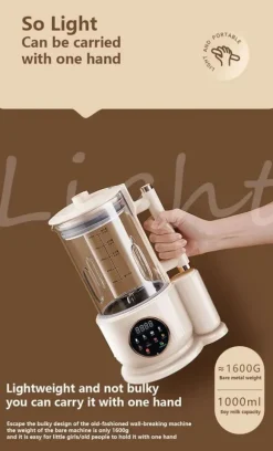 Elektrisk sojamjölksmaskin - Högprestandamixer - 1,5 l - Automatiska program - Juicer - Rispasta/risgröt - Vit