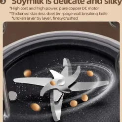 Elektrisk sojamjölksmaskin - Högprestandamixer - 1,5 l - Automatiska program - Juicer - Rispasta/risgröt - Vit