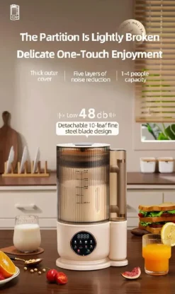 Elektrisk sojamjölksmaskin - Högprestandamixer - 1,5 l - Automatiska program - Juicer - Rispasta/risgröt - Vit