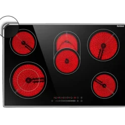 Elektrisk spishäll, 8400W, 30,3" B x 20,5" D x 1,7" H, 220V - 240V, Kompatibel med alla köksredskap, Barnsäkerhetslås