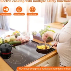 Elektrisk spishäll, 8400W, 30,3" B x 20,5" D x 1,7" H, 220V - 240V, Kompatibel med alla köksredskap, Barnsäkerhetslås