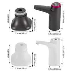 Elektrisk Vattendispenser - Pump - Flöde 1,2 L/min - Batteri 1200 mAh - USB-laddning 5 V 4 W - Tyst 55 dB - För flaska/bord - Svart