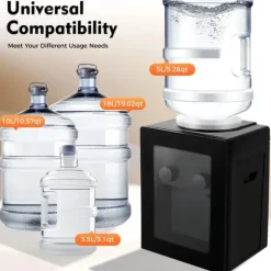 Elektrisk vattendispenser/vattenkylare - Bordsmodell - Varm & kall, Toppmatad, 220V 50Hz, 550W/75W, För 3,5–18,9 L dunkar - Svart