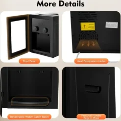 Elektrisk vattendispenser/vattenkylare - Bordsmodell - Varm & kall, Toppmatad, 220V 50Hz, 550W/75W, För 3,5–18,9 L dunkar - Svart