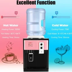 Elektrisk vattenkylare & dispenser - Bordsmodell toppmatad - Varm & kall - 110/220 V - Hem & kontor - Röd