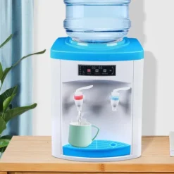 Elektrisk vattenkylare och vattendispenser - Bordsmodell med toppmatning - Varmt & kallt vatten - Hem & kontor - 110/220V - Vit/Blå