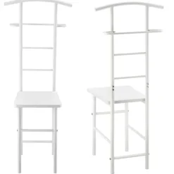 [en.casa]® Klädbetjänt Anaheim-107x45x45cm-pulverlackerad metall-MDF- Sitshöjd: 45 cm-vit