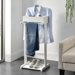 [en.casa]® Klädbetjänt-43,5x34,5x110cm-furu-vit