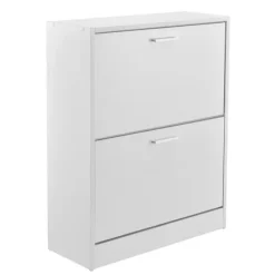 [en.casa]® Skoskåp-63x24x81cm-2 fack-vit-plats för 12 par skor