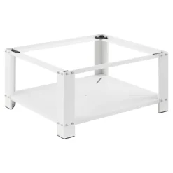 [en.casa]® Tvättmaskinsstativ-Förhöjningssockel-med hylla-63x54x31cm-pulverlackerat stål-vit-max. belastning:150 kg