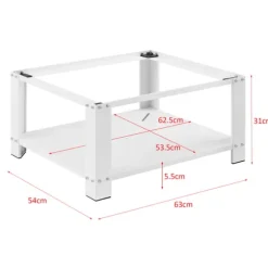 [en.casa]® Tvättmaskinsstativ-Förhöjningssockel-med hylla-63x54x31cm-pulverlackerat stål-vit-max. belastning:150 kg