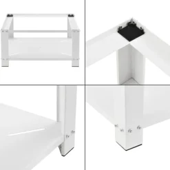 [en.casa]® Tvättmaskinsstativ-Förhöjningssockel-med hylla-63x54x31cm-pulverlackerat stål-vit-max. belastning:150 kg