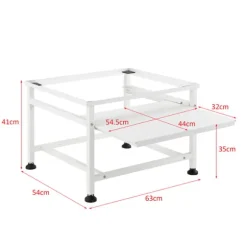 [en.casa]® Tvättmaskinstativ-Förhöjningssockel-med utdragbar hylla-63x54x41cm-pulverlackerat stål-vit-max.belastning:150kg