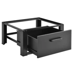 [en.casa]® Tvättmaskinstativ-Förhöjningssockel-med utdragbar låda-63x54x31cm-stål-svart-max150kg