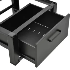 [en.casa]® Tvättmaskinstativ-Förhöjningssockel-med utdragbar låda-63x54x31cm-stål-svart-max150kg