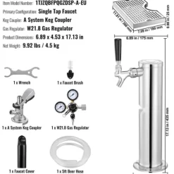 Enkel Tap Kegerator Tornsats, Kegerator Öltorn & A-System Fatskoppling