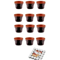 ERBJUDANDE 12 FÖR FÖR BAGNA CAUDA CM 14 BRUNA TERRE D'UMBRIA + 50 T-LIGHT LJUS SOM GÅVA