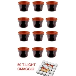 ERBJUDANDE 12 FÖR FÖR BAGNA CAUDA CM 14 BRUNA TERRE D'UMBRIA + 50 T-LIGHT LJUS SOM GÅVA