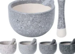 Excellent Houseware Keramisk kryddmortel 10,5 cm med stöt