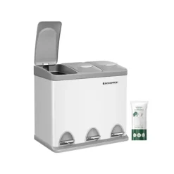 3-facks papperskorg, 46,5 x 29,5 x (40,5-65) cm (L x B x H) Innermått hinken: 14 x 23 x 35 cm