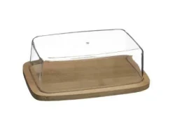 5fem smörskålar på bambubotten, smörbehållare