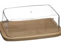 5fem smörskålar på bambubotten, smörbehållare